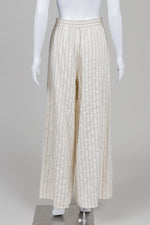 Load image into Gallery viewer, COS off white pin stripe wide leg pants with elasticed waist (34)
