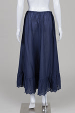 Load image into Gallery viewer, Gudrun Sjoden navy blue eyelet midi skirt with elasticed waist (M)

