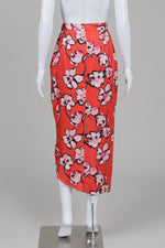 Load image into Gallery viewer, Lewit silk red and pink floral skirt with ruffle detail (2)
