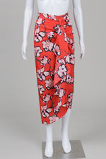 Load image into Gallery viewer, Lewit silk red and pink floral skirt with ruffle detail (2)
