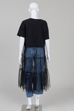 Load image into Gallery viewer, MOMA black T with net tiered skirt and placard pockets (38)
