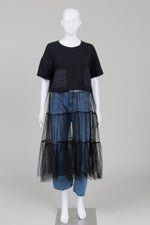 Load image into Gallery viewer, MOMA black T with net tiered skirt and placard pockets (38)
