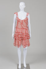 Load image into Gallery viewer, Kooples red floral silk ruffled dress (M)
