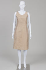 Load image into Gallery viewer, Catherine Klee pale gold raw silk lined sheath dress (42)
