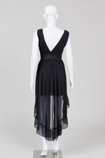 Load image into Gallery viewer, Sandro black hi-lo dress with ruffled bottom
