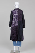 Load image into Gallery viewer, Kozan eggplant, black &amp; white crinkle jacket (L) *new with tags $340
