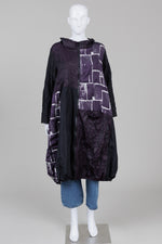 Load image into Gallery viewer, Kozan eggplant, black &amp; white crinkle jacket (L) *new with tags $340
