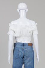 Load image into Gallery viewer, Reformation white ruffled off-the-shoulder crop top (M)
