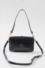 Load image into Gallery viewer, Leo et Voilette Black leather baguette with cross-body strap and gold hardware; New with Tags and dustbag
