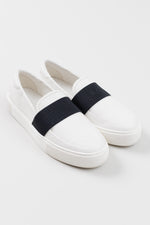 Load image into Gallery viewer, Ugg white leather loafers with black elastic (8)
