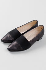 Load image into Gallery viewer, Peter Kaiser black metallic pointed toe loafers (3); new with box; retail at $325
