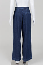 Load image into Gallery viewer, COS dark denim lightweight wide leg trouser pants with pleats (6)

