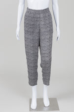 Load image into Gallery viewer, Theory black &amp; white patterned elasticized and tapered ankle length pants (M)
