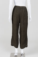 Load image into Gallery viewer, Grizag dark olive crinkle gauze  linen pants with elasticezed waist (S)
