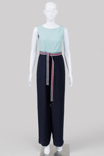 Load image into Gallery viewer, Ted Baker sleeveless color block jumpsuit with belt and back gold zip (2)
