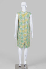 Load image into Gallery viewer, Erinor vintage green and mustard floral print sleeveless shift dress
