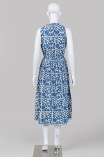 Load image into Gallery viewer, Apiece Apart blue and white sleeveless tiered midi sundress (XS)
