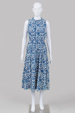 Load image into Gallery viewer, Apiece Apart blue and white sleeveless tiered midi sundress (XS)
