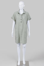 Load image into Gallery viewer, Nicole Miller light olive collared knee length dress
