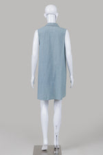 Load image into Gallery viewer, Rag and Bone distressed denim sleeveless collared mini dress (S)
