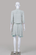 Load image into Gallery viewer, Zadig &amp; Voltaire pink &amp; turquoise mini dress with drop waist and lace trim (S)
