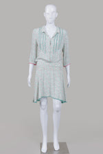 Load image into Gallery viewer, Zadig &amp; Voltaire pink &amp; turquoise mini dress with drop waist and lace trim (S)
