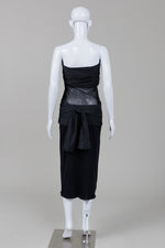 Load image into Gallery viewer, Jean Paul Gaultier black sheath dress midi with sheer panel with bodice and waist long ties

