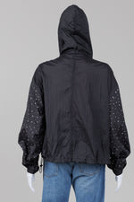 Load image into Gallery viewer, in the marant black hooded bejewelled lightweight zip jacket
