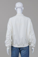 Load image into Gallery viewer, Cecil Mcbee Ivory bomber jacket with ruched sleeve detail (M)
