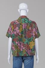 Load image into Gallery viewer, Smart Wool green &amp; pink  botanical print short sleeve lightweight travel shirt

