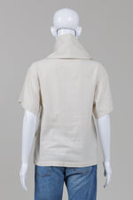 Load image into Gallery viewer, Rachel Mara beige short sleeve cowl neck popover blouse (XS)
