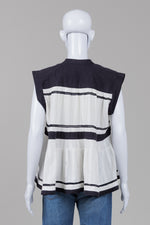 Load image into Gallery viewer, Isabel Marant Etoile black &amp; white sleeveless top with gathered hem
