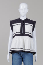Load image into Gallery viewer, Isabel Marant Etoile black &amp; white sleeveless top with gathered hem
