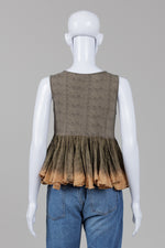 Load image into Gallery viewer, Akemi + Kin black ombre mini print sleeveless peplum top with beading (XS)

