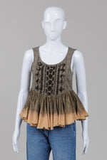Load image into Gallery viewer, Akemi + Kin black ombre mini print sleeveless peplum top with beading (XS)
