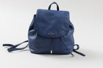 Load image into Gallery viewer, Kate Spade blue leather mini backpack with inside zippered pocket and leather drawstring closure
