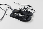 Load image into Gallery viewer, Alohas black flat sandals with lace up gladiator straps (39)
