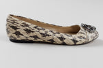 Load image into Gallery viewer, Diane von Furstenberg beige and black snakeskin flats (8.5) with gunmetal buckle
