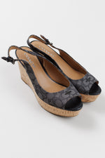 Load image into Gallery viewer, Coach black cork wedges with straps and side closure (9)
