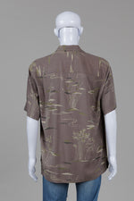 Load image into Gallery viewer, Tommy Bahama Dark Taupe Tonal Print Short Sleeve Shirt (M)
