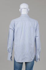 Load image into Gallery viewer, Canali Blue Stripe Shirt w/ French Cuffs (16)
