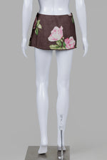 Load image into Gallery viewer, Dolce &amp; Gabbana S/S 2000 Vintage Brown Rose Print Mini Over Skirt
