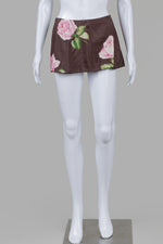 Load image into Gallery viewer, Dolce &amp; Gabbana S/S 2000 Vintage Brown Rose Print Mini Over Skirt
