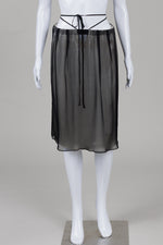 Load image into Gallery viewer, Mason Black Georgette Skirt over Cream Satin Lining w/ Tie Waist (4)
