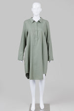 Load image into Gallery viewer, Eileen Fisher Green 1/2 Placket Shirt Dress (L)
