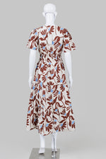 Load image into Gallery viewer, Bellaumbra Beige/Brown/Blue Print Shirred Waist Tiered Maxi Dress (L) *New w/ tags
