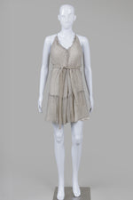 Load image into Gallery viewer, AllSaints Grey Mini Print Tiered Sundress w/ Belt (XS)
