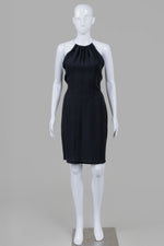 Load image into Gallery viewer, Sunde Black Halter Dress w/ Metal Neck Ring Closure (4)
