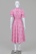 Load image into Gallery viewer, Diane von Furstenberg Fuschia Print Puff Sleeve Midi Dress (6)

