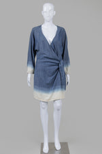 Load image into Gallery viewer, 7 for All Mankind Indigo Ombre Mock Wrap Dress (M)
